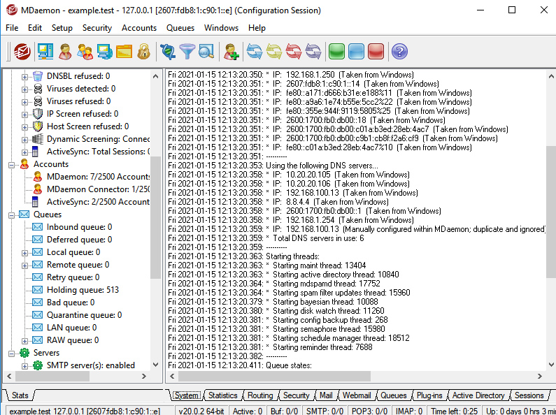 screenshot of MDaemon Email Server
